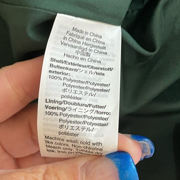 J Crew Satin Crepe Button Front Blouse Size 2 Green Peplum Long Sleeve Lined NEW - Picture 9 of 11